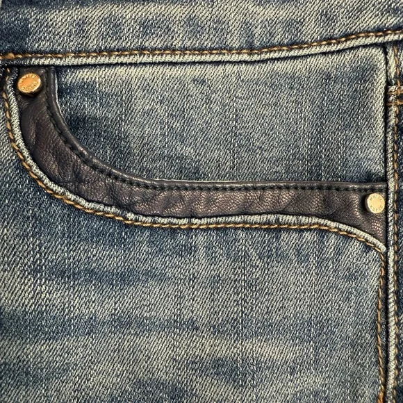 WHBM The Skinny Leather Trim Jeans Size 6 - Picture 10 of 16
